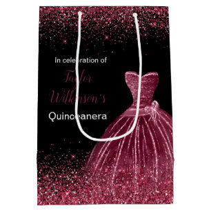 Quinceanera Plum Lila Dress Imitate Glitzer Mittlere Geschenktüte