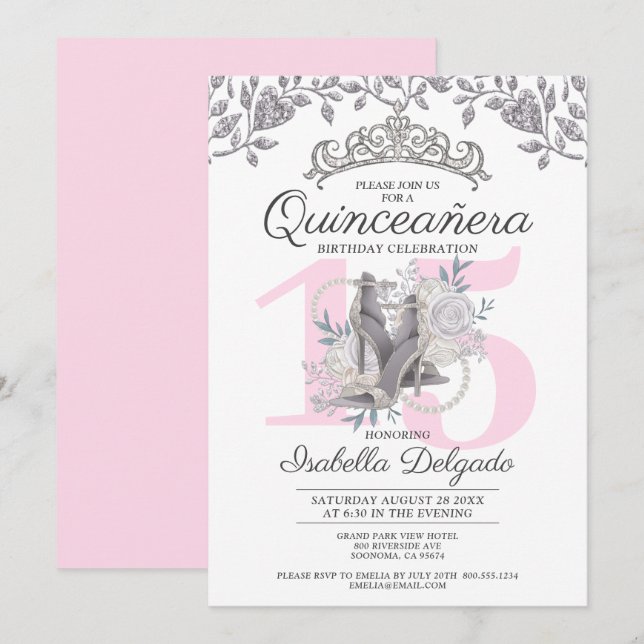 Quinceanera Princess 15e anniversaire Invitation (Devant / Derrière)