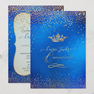 Quinceanera Princess Crown Imitate Gold Confetti B Einladung