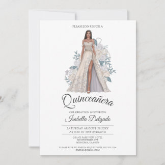 Quinceanera Princess Diamond Glitzer Gown Einladung