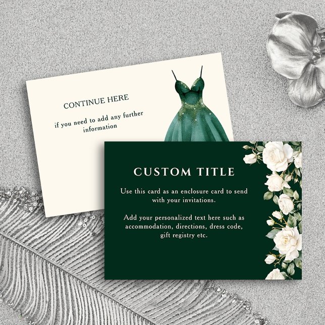 Quinceanera Princess Dress und Rose Green Custom Begleitkarte (Custom Enclosure Card from the Princess Dress and Roses Quinceanera Collection by Darling & May)