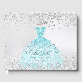 Quinceanera Princess Glitzer Gown Ombre Blue Gästebuch