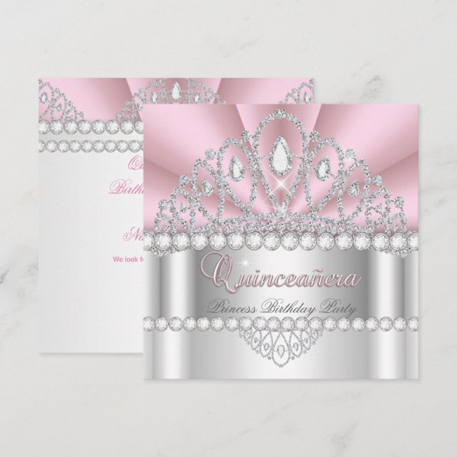 Quinceanera Princess Tiara Birthday Party Einladung (Vorne/Hinten)