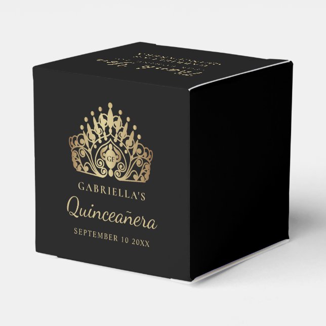 Quinceañera Princess Tiara Crown Vielen Dank Geschenkschachtel (Rückseite)