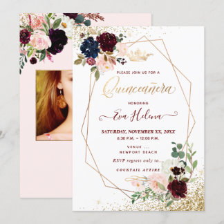 Quinceañera, Prinzessin der Blume Blush Water Einladung