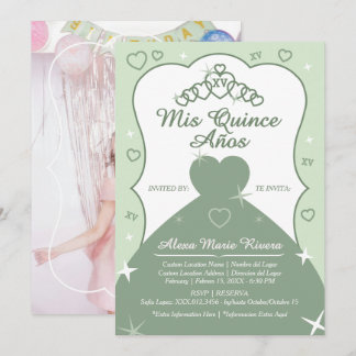 Quinceanera Prinzessin Diadem Glitter Foto Einladung