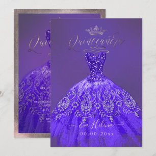 Quinceañera, Prinzessin Glitter Lila Kleid Einladung