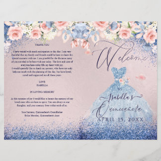 Quinceanera Programm Blush Glitzer der Blumenflott