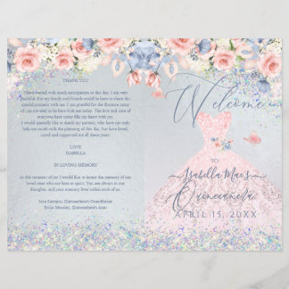 Quinceanera Programm Blush Pink Glitzer Gown