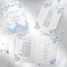 Quinceanera Programme Dusty Blue Dress Butterfly