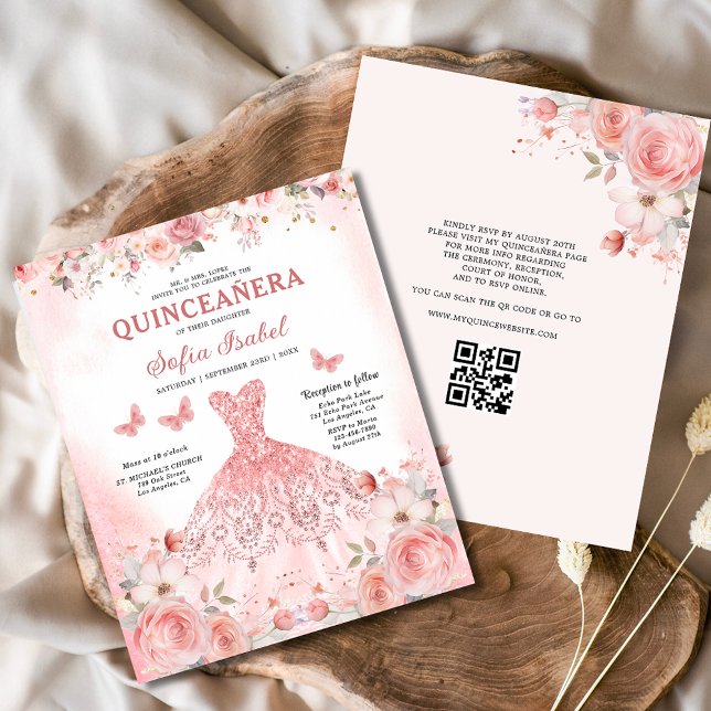 Quinceañera QR Code Rosa Rose Blüte (Von Creator hochgeladen)