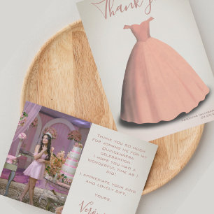 Quinceañera quince Kleid Foto vielen Dank Karte