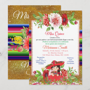 Quinceanera Red Mexican Miss Quince Invitation