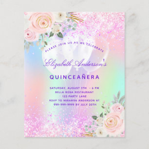 Quinceanera rosa lila Blumenballon-Einladung