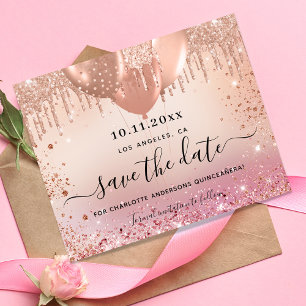 Quinceanera rosa roségold Budget Save-the-Date Flyer