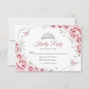 Quinceanera Rosa Silber Blumen Antwort
