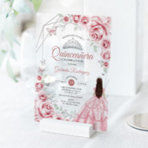 Quinceanera Rosa Silbernes Kleid Floral