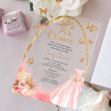 Quinceanera rose espagnol Acrylique Invitation