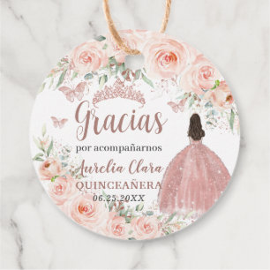 Quinceanera-Rosé Florale Rosen-Gold Prinzessinnen- Geschenkanhänger