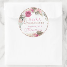 Quinceanera Rose Gold Glitzer Blumenaufkleber