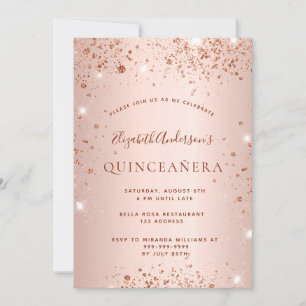 Quinceanera Rose Gold Glitzer Funkelglasur Einladung