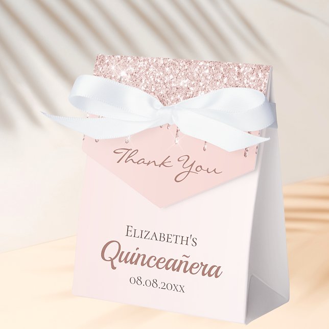Quinceanera Rose Gold Glitzer Glasur vielen Dank Geschenkschachtel (Von Creator hochgeladen)