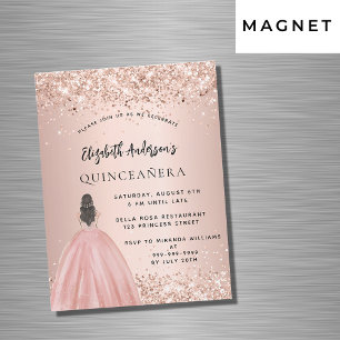 Quinceanera Rose Gold Glitzer Luxus Magneteinladung