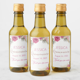Quinceanera Rose Gold Glitzer Mini Flasche Etikett