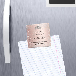 Quinceanera Rose Gold Glitzer Tiara Save the Date Magnet