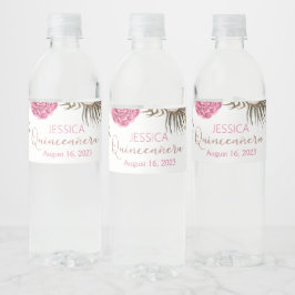 Quinceanera Rose Gold Glitzer Wasserflasche