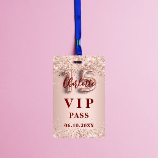 Quinceanera Rose Gold Vip Party Pass Ausweis