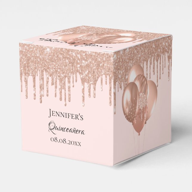 Quinceanera Rose Goldbarren Geschenkschachtel (Vorderseite)