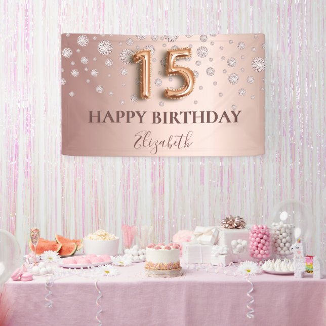 Quinceanera Rose Golddiamanten Banner (Party)