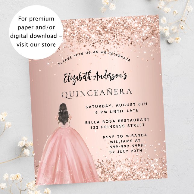 Quinceanera Rose Goldkleid Einladung Flyer (Von Creator hochgeladen)