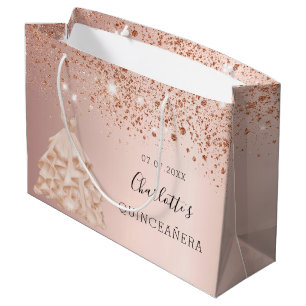 Quinceanera Rose Goldkleid Große Geschenktüte