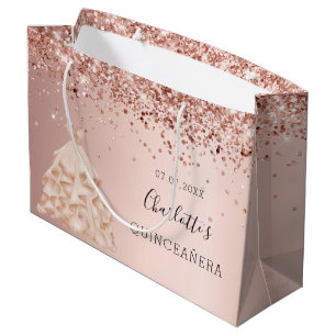 Quinceanera Rose Goldkleid Große Geschenktüte