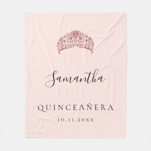 Quinceanera Rose Goldkronenbezeichnung Fleecedecke