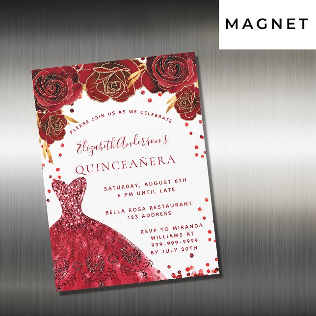 Quinceanera Rose Magneteinladung (Von Creator hochgeladen)