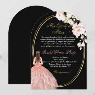Quinceanera rose noire invitation en espagnol