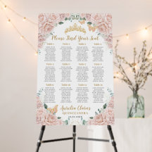 Quinceanera Rose Pâle Floral Plan de Table