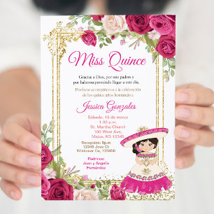 Quinceanera Rose Roses Mexicaine Miss Invitation Q