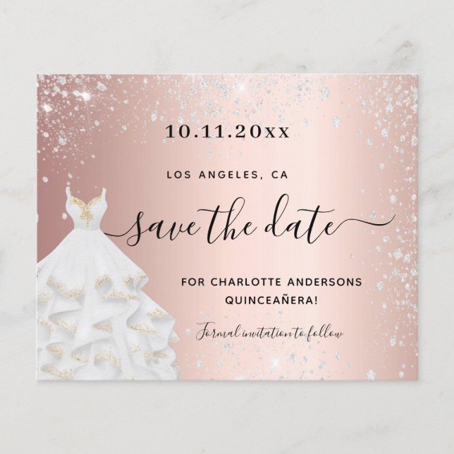 Quinceanera Rose Silber Kleid Haushalt Save the Da Flyer (Vorne)