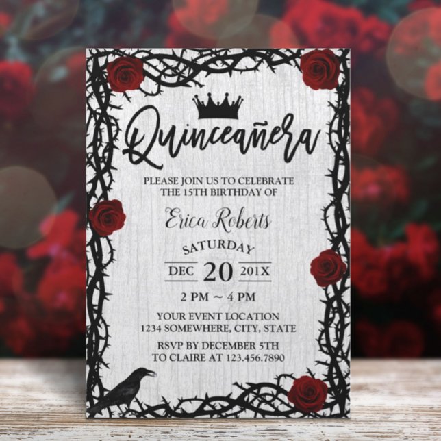 Quinceanera Rose Thorn Elegante Fairy Tale Geburts Einladung (Von Creator hochgeladen)