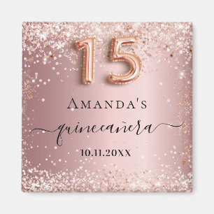 Quinceanera-Roségoldname Magnet