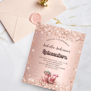Quinceanera Rosen-Gold-Kutsche Budget-Einladung Flyer