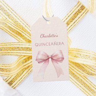 Quinceanera-Rosérot Bogen Elfenbein DIY Geschenkanhänger