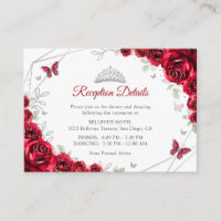 Quinceanera Rot Silber Blumen Details