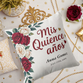 Quinceanera Rote Rose Personalisiert Mis Quince An Kissen
