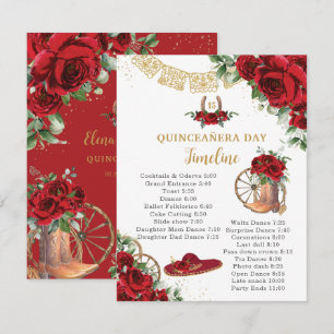 Quinceañera Rote Rosen Florale Charro Stiefel Zeit Mitteilungskarte