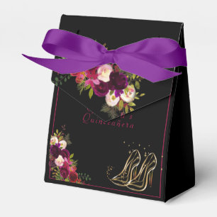 Quinceanera Rote Rosen Gold High Heels Sparkle Sta Geschenkschachtel